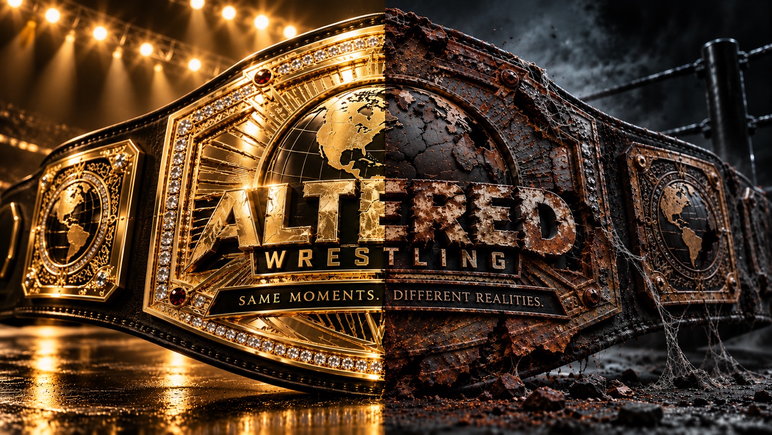 Altered Wrestling championship belt logo — Same Moments. Different Realities.